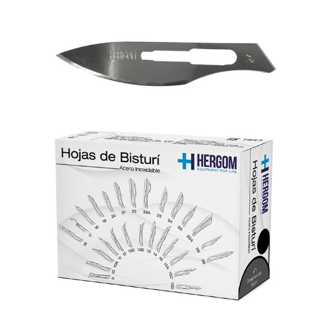 Hojas para Bisturí No. 24 Acero Inoxidable 100 Piezas Hergom