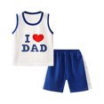 thumbnail image 3 of 0.5-3T Toddlers Boys and Girls Outfit Set Father's Day Graphic Love Dad Cute Print Sleeveless Tank Top and Short 2 Piece Cotton Set Loungewear Sleepwear Going out Cool Clothing Unisex, 3 of 10