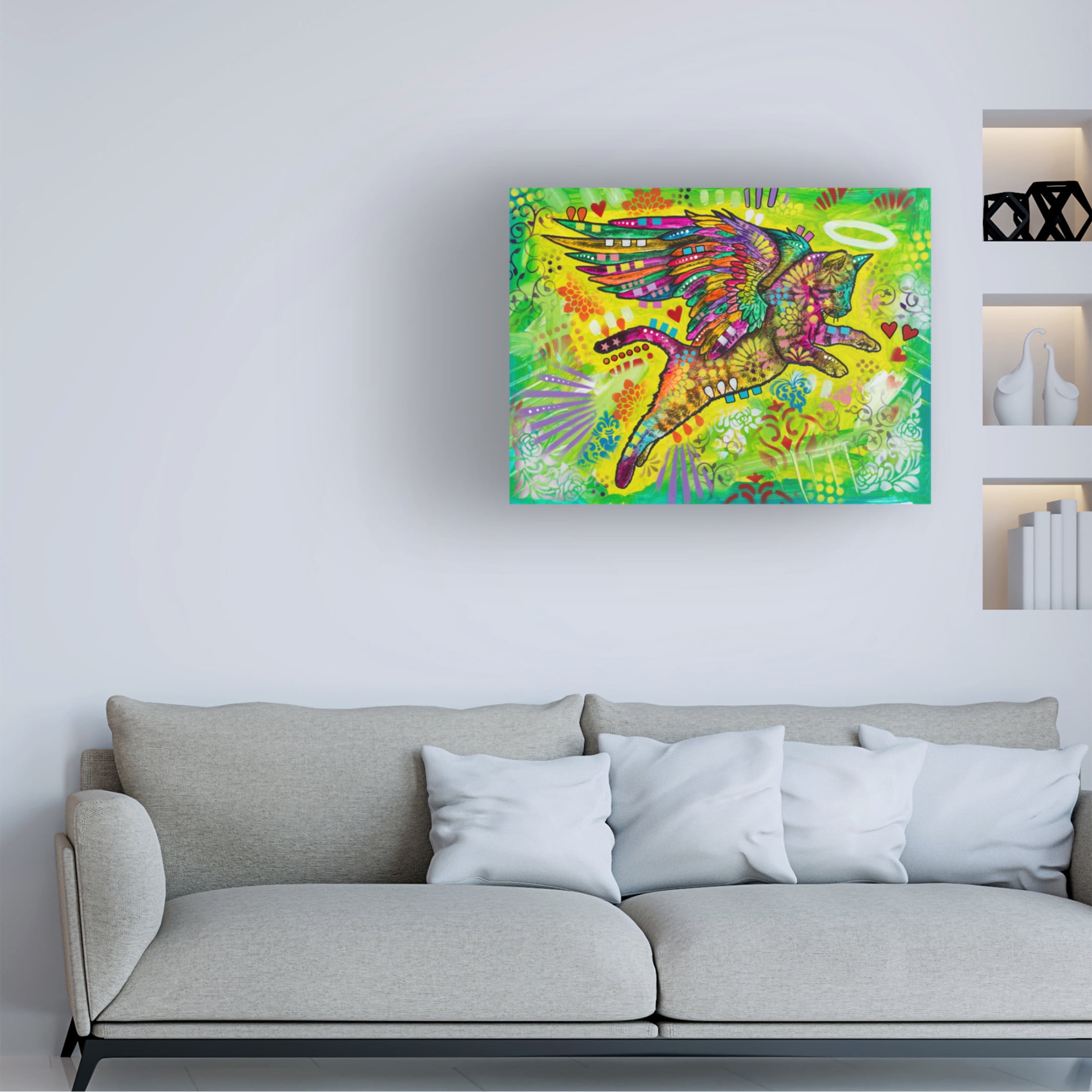 Canvas Wall Art - Dean Russo- Exclusive 'Cupid Kitty' Wall Art for Living Room, Bedroom, or Office Décor by Trademark Fine Art - 24 x 18 Inches