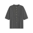 thumbnail image 5 of hotojiny Tops for Women Trendy Half Sleeve Pleated Peplum Linen Shirts Oversized Loose Fit Button Down Cotton Summer Tops, 5 of 6