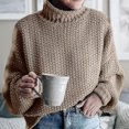 thumbnail image 3 of Women Knit Turtleneck Twist Winter Warm Sweater Pullover Coat, 3 of 5