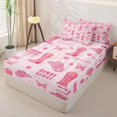 thumbnail image 2 of Erosebridal Cute Western Cowgirl Zipper Queen Comforter Set with Fitted Sheet and 2 Pillowcases,Butterfly Horseshoe Stars Accent Zipper Bedding Set For Girls,Pink Reversible,4-Piece, 2 of 7