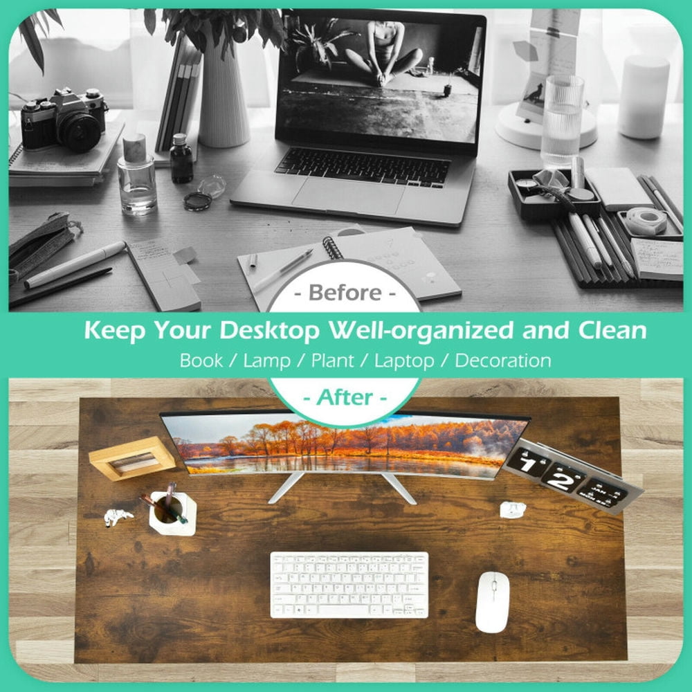 Demi Bonn L Shaped Computer Desk and Writing Workstation for Home and Office, Rustic Brown