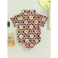 thumbnail image 4 of Franhais Baby Boy Romper,0-1 Year Old Short Sleeve Lapel Geometry Print Jumpsuit Casual Spring Summer Tops, 4 of 8