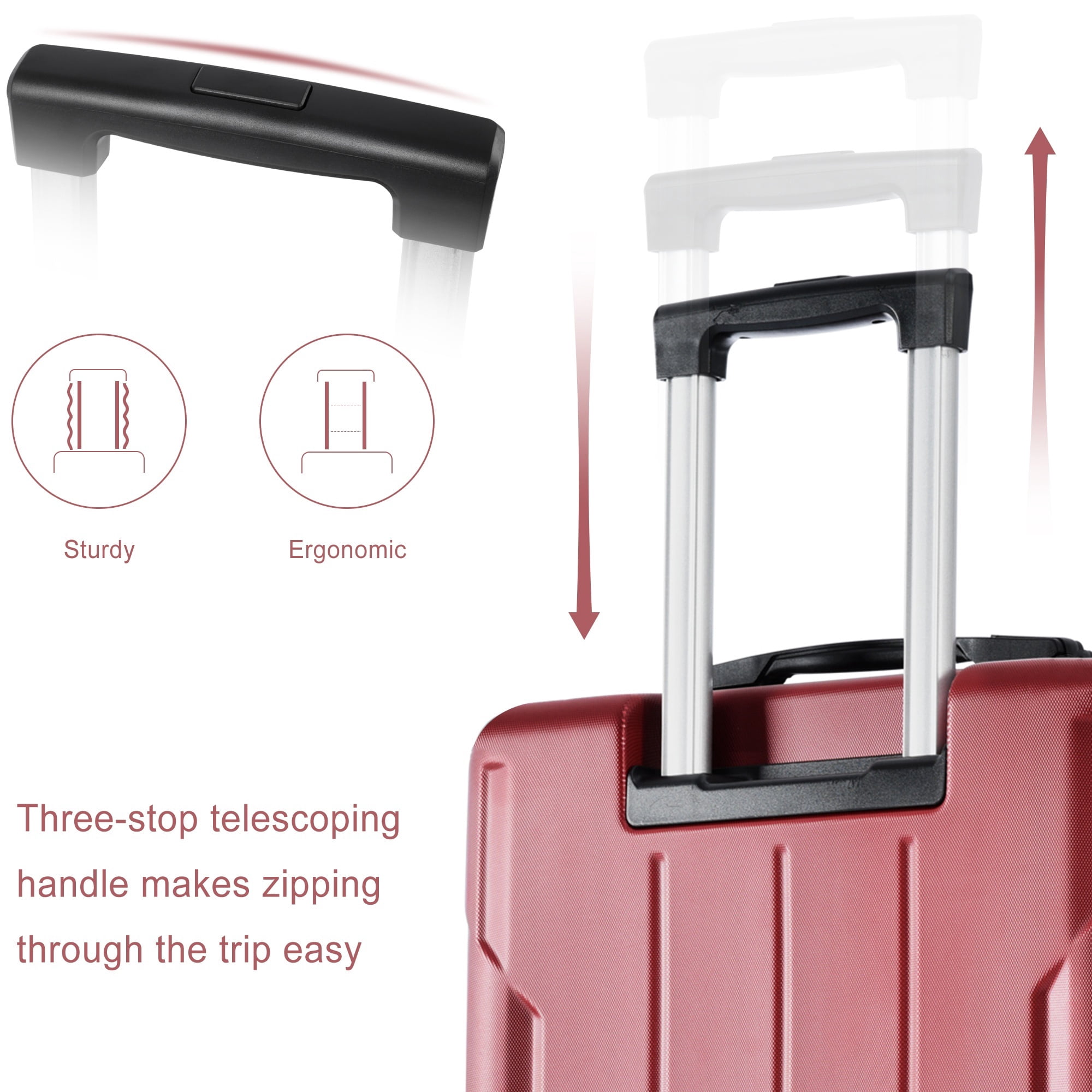 EUROCO 20" Hardshell Carry-On Luggage, ABS Lightweight Durable Suitcase with TSA Lock and Double Spinner Wheels for Travel,Red