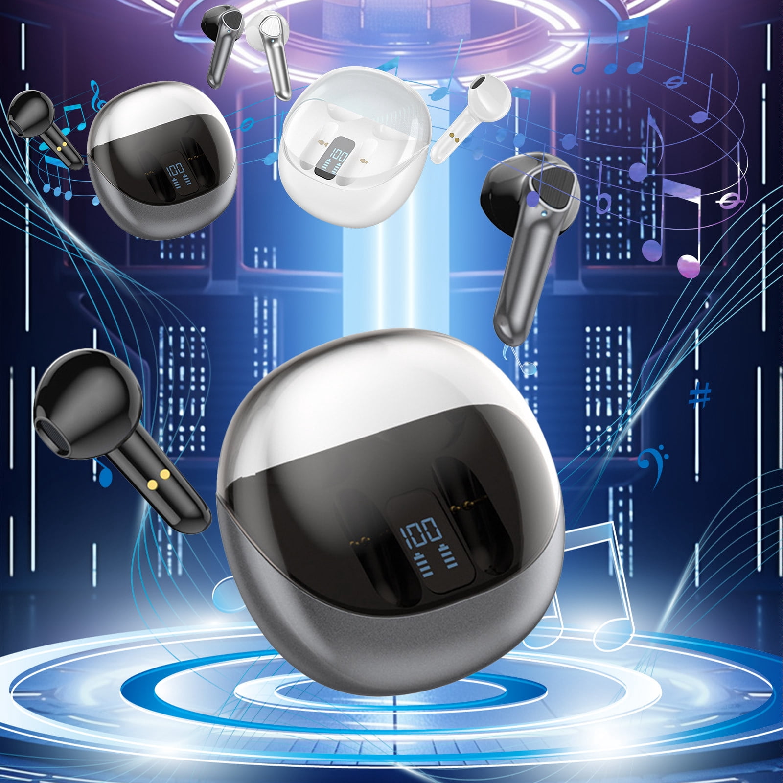 Cyber_&_Monday Deals,Auriculares Bluetooth Intrauditivos con cancelacin de ruido de larga duracin, bajos para juegos, sin auriculares deportivos con cable, Rebaja de temporada!