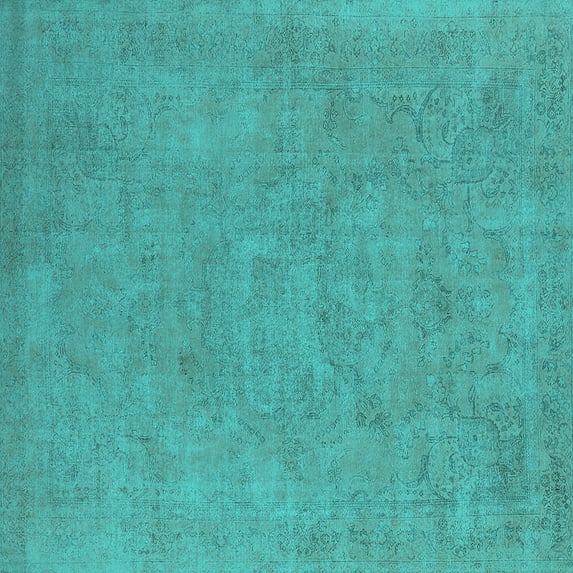 Ahgly Company Indoor Square Oriental Turquoise Blue Industrial Area Rugs, 3' Square