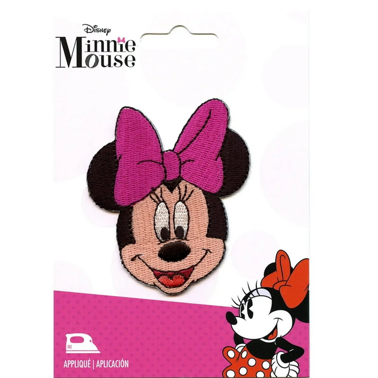  Iron On Embroidered Minnie Mouse Pink & White Bow