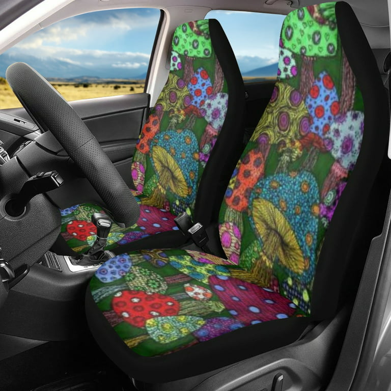 Diaonm A Psychedelic Aesthetic Mushroom Front Seat Cover for Cars Non Slip  Durable Car Front Seat Covers for Cars, Trucks & SUVs Seat Protector  Universal Fit Set for Women Men 