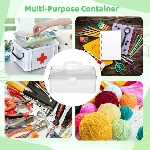 art supplies organizer tackle box Art Craft Tackle Box, 3-Layer Storage Box with Handle & 12 Mini Boxes, PP Art Supplies Organizer, Portable Folding Tool Box, Multipurpoes Storage