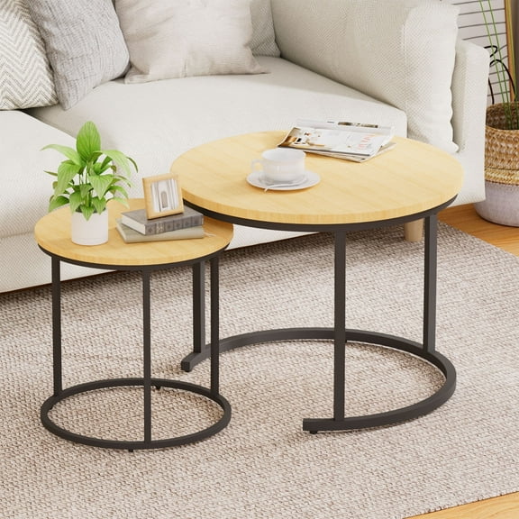 VigorPro Nesting Coffee Table Set of 2,Round Coffee Table for Living Room Bedroom Balcony Yard