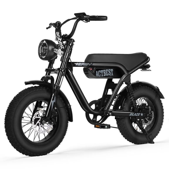 Blaze Retro Electric Bike for Adults, 16"x4.0 Fat Tire Vintage E‑Bicycle, 500W Hub Motor 25MPH(Peak 1200W), 48V 10.4Ah Removable Battery, Dual Shock Absorption,Black & Gray