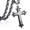 thumbnail image 4 of Mens Stainless Steel Cross Pendant Necklace 5mm Byzantine Link Chain Religions Jewelry, 4 of 5
