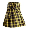 thumbnail image 4 of Isvgxsz Sweatpants Men Clearance Men Casual Fashion Have Pockets Plaid High-Waisted Skirt Pleated Skirt Short Skirt Summer Deals Yellow, 4 of 9