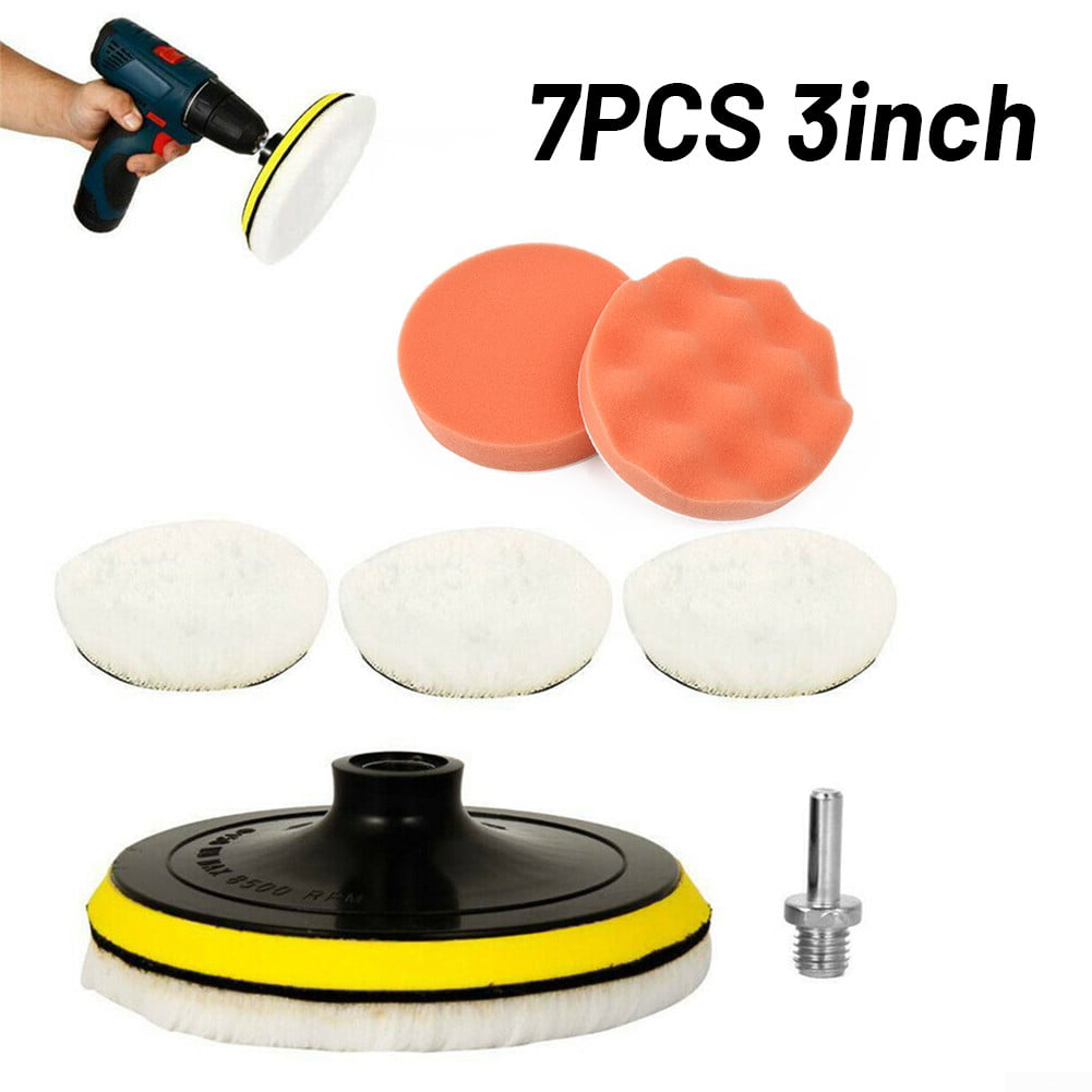 SCRUBIT Car Foam Drill Polishing Pad Kit 22 Pack 3 in. 2 Wool Buffer Pads Waxing and Polisher Set 2 Drill Adapters and Suction Cups for Your Vehicle Includes 16 Detailing Sponges 