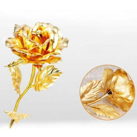 24K Gold Foil Plated Rose Romantic Valentine's Day Gift for Women Golden Rose Flower + Box Unique Gift For