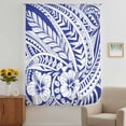 thumbnail image 3 of Polynesia Texture Sheer Curtains 45 Inches Long, Retro Traditional Tribe Floral Abstract Blue Light Filering Curtains, Breathable Simi Curtain Privacy Drapes for Kitchen Bathroom Window Treatment, 3 of 9