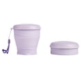 thumbnail image 3 of Collapsible Silicone Cup - Food Grade Folding Water Cup with Stainless Rim and Lid - Portable Reusable Travel Cup for Camping Hiking Gym Office Business Trip - Purple, 3 of 8
