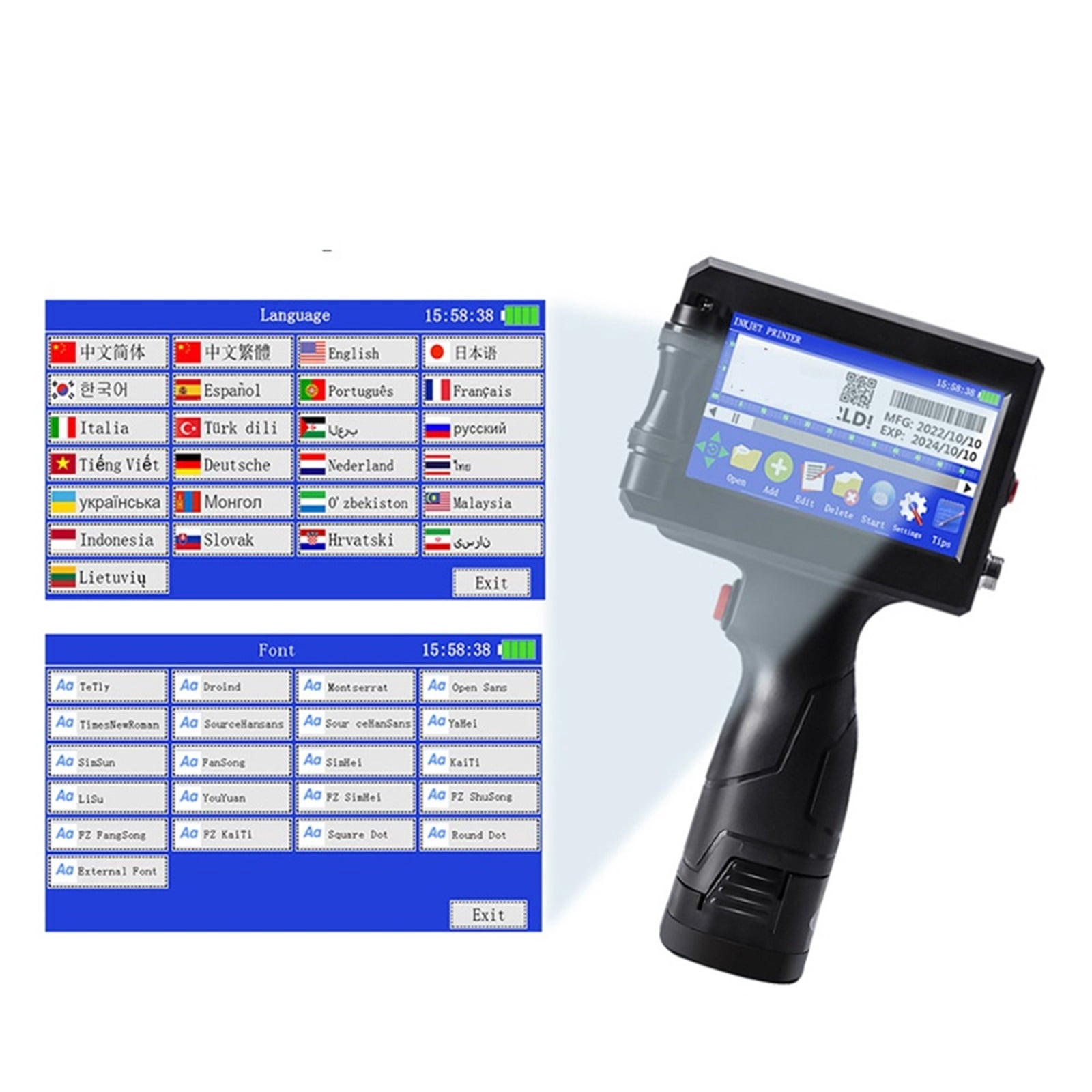 12.7/25.4 Mm Label Printer, Handheld Inkjet Printer, QR Bar Lot Number Logo Pattern Coding Machine Portable ,Multifunction Inkjet Printer