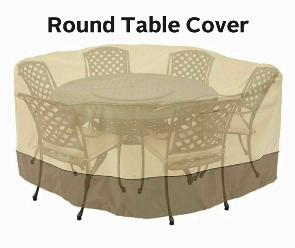 Waterproof Patio Table & 6 Chairs Set 94 Inch Round Furniture Cover