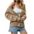 thumbnail image 2 of Ftwytp Women Floral Knitted Cardigan Sweater O-Neck Long Sleeve Sweater Button Open Front Knit Cover Ups Winter Casual Loose Solid Color Pullover Jumper, 2 of 7