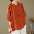 thumbnail image 5 of Womens Tops Fashionable Retro Embroidered Round Neck Five Quarter Sleeved Short Sleeved Blouse Plus Size Women Tops Summer Blouses for Women, 5 of 9