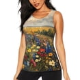 thumbnail image 1 of Balery Vibrant Wildflower Meadow Camiseta sin mangas estampada ligera para mujer, tops de entrenamiento sin mangas, camisetas de yoga transpirables de secado rápido.-Small, 1 of 7
