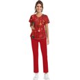 thumbnail image 5 of SAATLERI Christmas Scrub for Women Set,Christmas Print Short Sleeve V-Neck Nurse Uniforms Top and Scrub Bottoms for Woman, 5 of 6