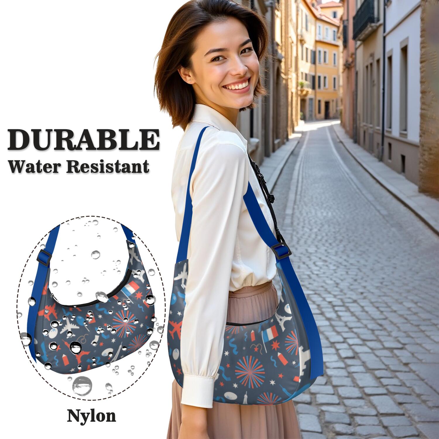 Eiffel Tower Crescent Crossbody Bag Lightweight Bag for Unisex Women Men Casual