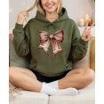 thumbnail image 4 of Football Coquette Bow Hoodie for Women & Teens Game Day Sweatshirt, Army Green Hoodie, XL, 4 of 8