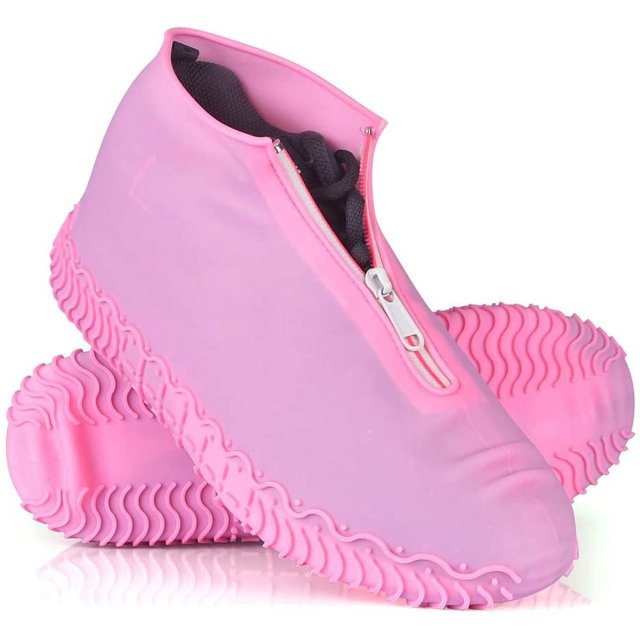 CHAO Fundas impermeables para zapatos (Rosa-L), fundas reutilizables de silicona para zapatos con suela reforzada antideslizante para días lluviosos y nevados para hombres, mujeres