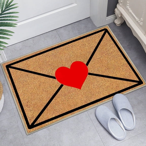 Valentines Door Mat Coir 24 X 36, Romantic Love Heart Welcome Mat, Valentines Front Door Mat Outdoor Entrance Doormat