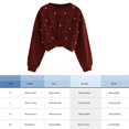 thumbnail image 4 of Mujer Color Sólido Con Cuentas Short Kinky Jumper Sweatershirt Invierno Tallas Grandes Tops Likrtyny Mujer, 4 of 4