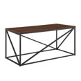 thumbnail image 1 of Table Basse Géométrique Moderne en Métal et Bois de 40 Po - Noyer Foncé, 1 of 4