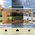 thumbnail image 4 of Jocisland 12' x 14' Permanent Wood Gazebo with Privacy Wall, Spruce Frame Hardtop Gazebo with Double-Tier Roof, Outdoor Pergola for Backyard & Patio, 4 of 8