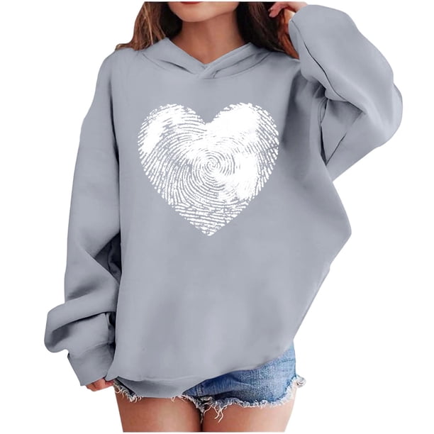 Sudadera con capucha y estampado de corazón de San Valentín, sudadera de manga larga para niños y niñas, chaqueta para niñas de talla mediana y grande.