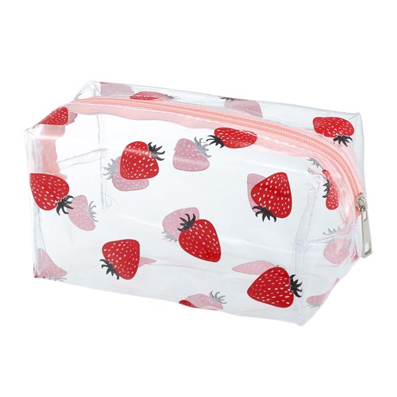 1 Pc Women Portable Clear Makeup Bag for Vacation Business Travel Red