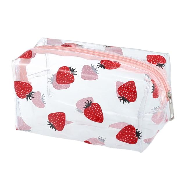 1 Pc Bolsa de Maquillaje Transparente para Mujeres para Vacaciones y Viajes de Negocios Rojo