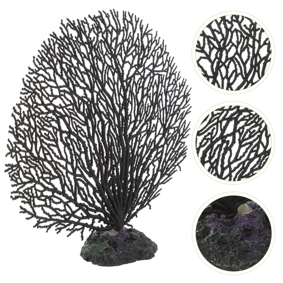OUNONA Realistic Artificial Coral Reef Aquarium Decoration, Black PVC Coral Ornament, Compact 1 Set for Fish