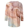 thumbnail image 4 of FAIWAD Femmes Bloc de Couleur 3/4 Chemises Col Rond Blouses Décontractées Élégantes Grande Taille Tunique de Sortie, 4 of 5