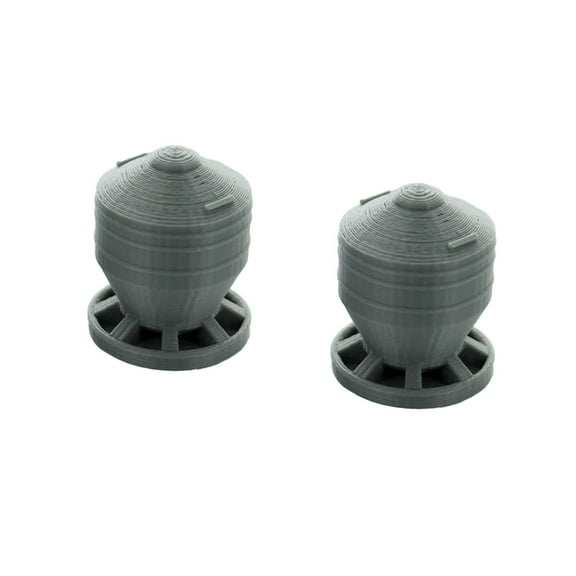 3D to Scale 1/64 2 Pack of 3D Printed Gray Plastic Pig Feeders 64-332-GY