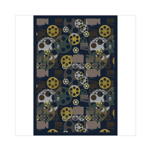 Blockbuster Navy 5 ft.4 in. x 7 ft.8 in.  WearOn Nylon Machine Tufted- Cut Pile Gaming and Entertainment Rug
