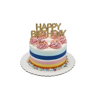 Top Cake Gold Acrylic Happy Birthday Cake Topper - Mirrored, Swirls - 6  1/2 x 5 - 1 count box