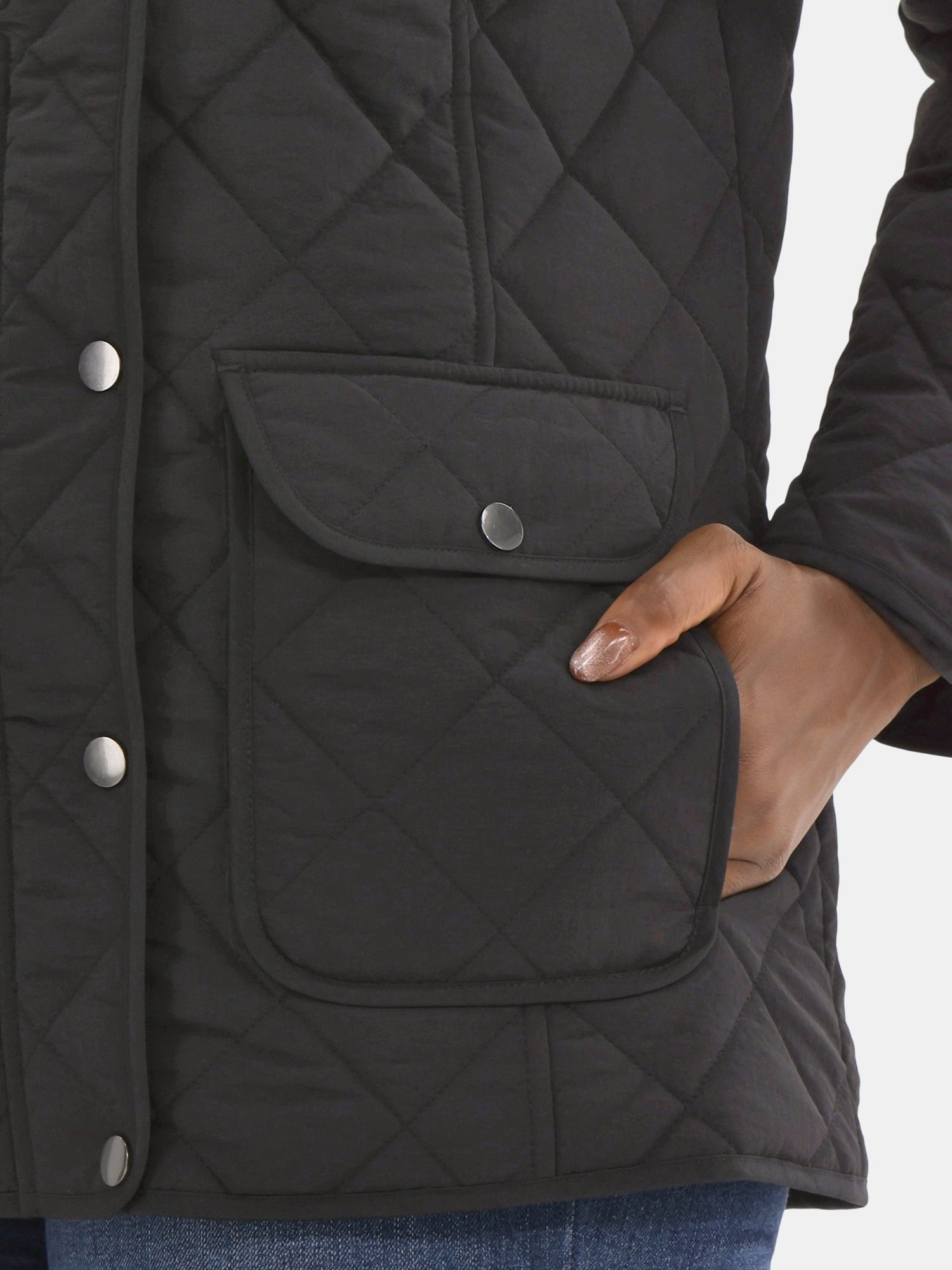 Time and Tru Women's Quilted Barn Coat, Midweight, Sizes XS-2X