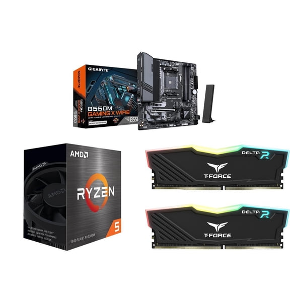 NEWEGG Motherboard CPU Memory Combo -B550M GAMING X WIFI6 AM4 Micro ATX Motherboard, Ryzen 5 5500 6-Core 3.6 GHz Socket AM4 65W CPU - T-Force Delta RGB 16GB (2 x 8GB) DDR4 3200 Desktop Memory