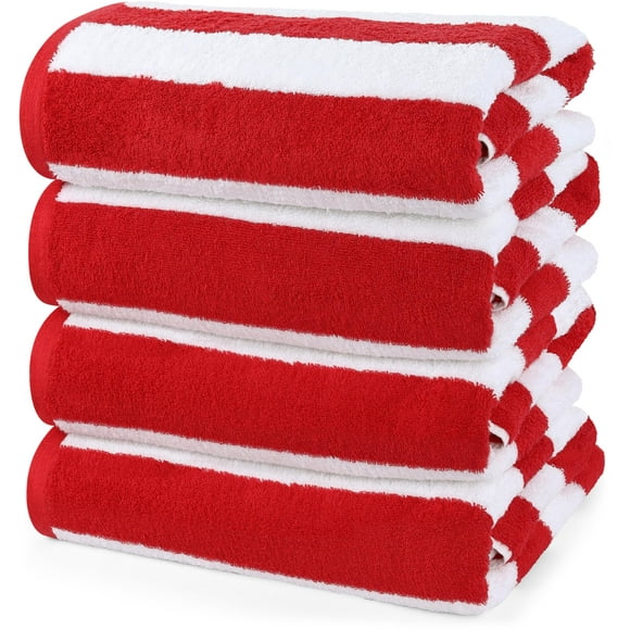 Toalla de playa Utopia Towels Cabana Stripe, 100% algodón, 76 x 152 cm, color rojo