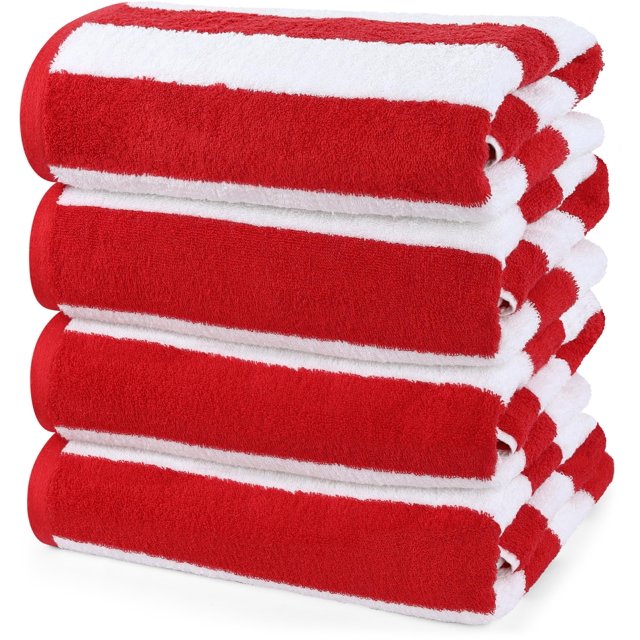 Toalla de playa Utopia Towels Cabana Stripe, 100% algodón, 76 x 152 cm, color rojo