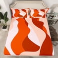 thumbnail image 2 of jejeloiu Modern Abstract Geometric Full Size Sheets,Red Orange Stripe Bed Sheets For Girls Boys 4 Pieces, 2 of 7