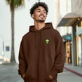 thumbnail image 4 of Dalix Alien Embroidery Relaxed Hoodie Soft Fleece Sweatshirt Drawcord Fit Lounge Mens in Chestnut 2XL XX-Large, 4 of 5