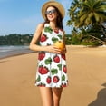 thumbnail image 3 of Susaid Hand Drawn Strawberry Pattern Women's Summer Dresses Beach Sundress Short Sleeve Loose Casual Tshirt Dress with Pockets, 3 of 7